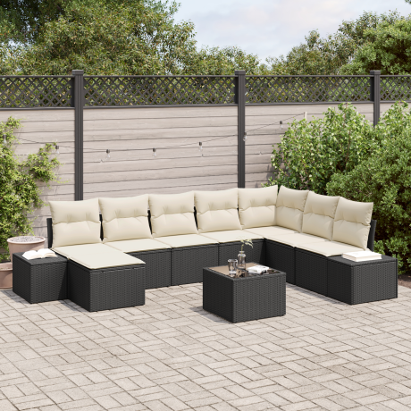 vidaXL 8-delige tuinset met kussens bruin poly rattan