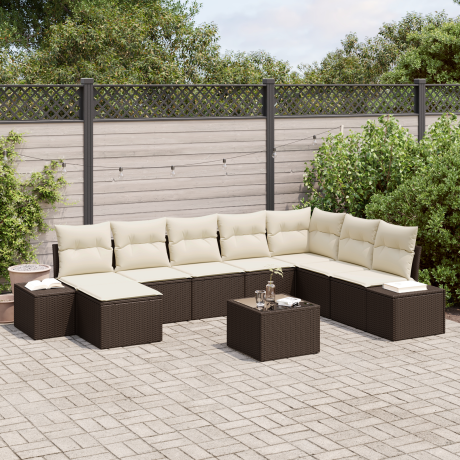 vidaXL 8-delige tuinsofa set met kussens grijs poly rattan