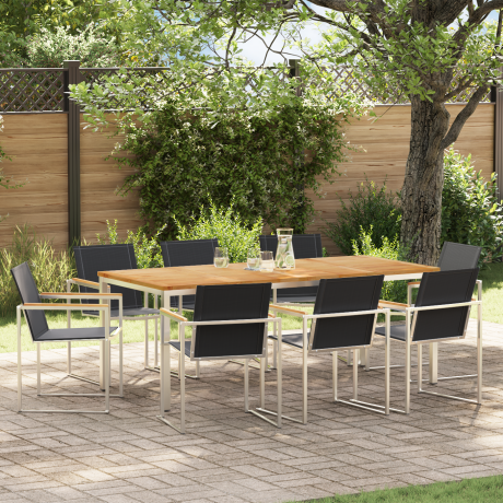 vidaXL Tuin eettafelset 9 pcs Bruin Massief Teakhout