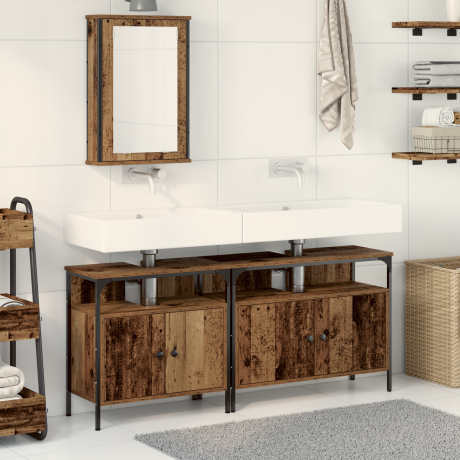 vidaXL Badkamer Wastafel Kast met Ingebouwde Wasbak Oud Hout Bewerkt Hout