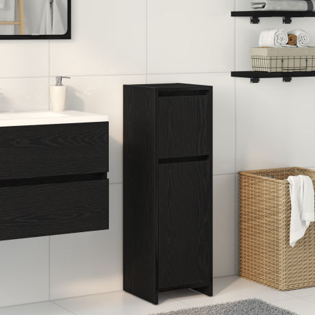 vidaXL Badkamerkastl 30x30x95 cm bewerkt hout zwart eikenkleurig