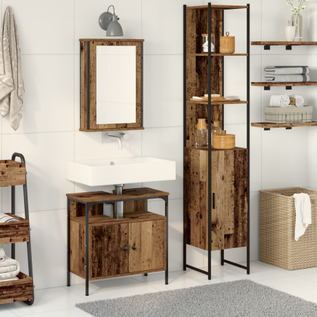 vidaXL Badkamersinkkast met Ingebouwd Bask-in Old Wood Geëngineerd Hout