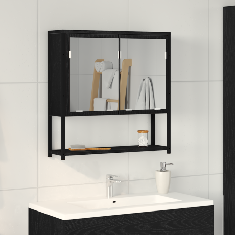vidaXL Badkamerspiegelkast 60x16x60 cm bewerkt hout zwart eikenkleurig