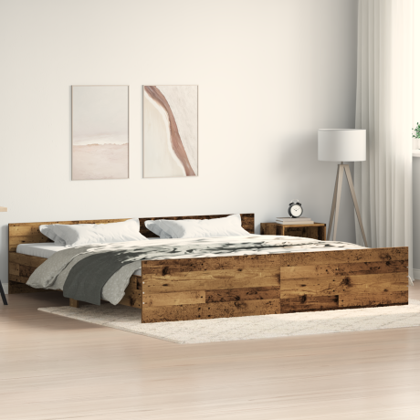 vidaXL Bedframe bewerkt hout oud houtkleurig 200x200 cm