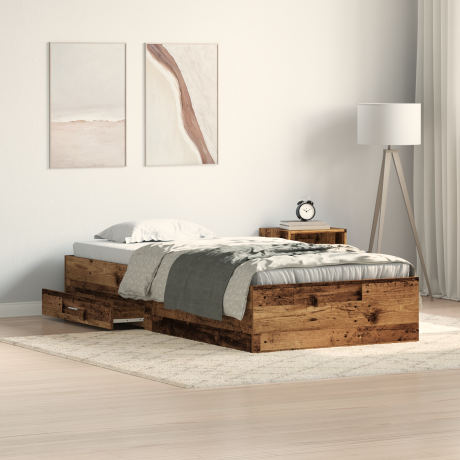 vidaXL Bedframe met lade met opslag Oud Hout 100 x 200 cm Bewerkt hout