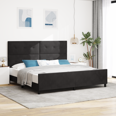 vidaXL Bedframe fluweel zwart 200x200 cm