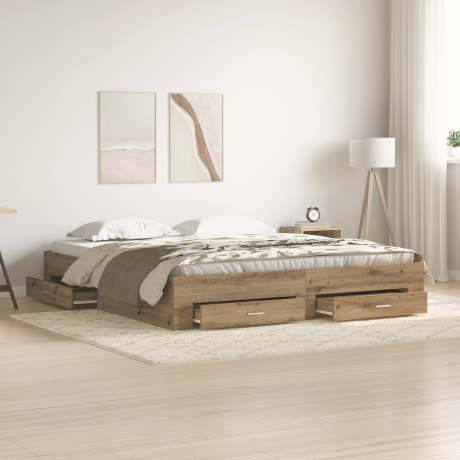 vidaXL Bedframe met lade Artisan Eiken 180 x 200 cm Bewerkt hout
