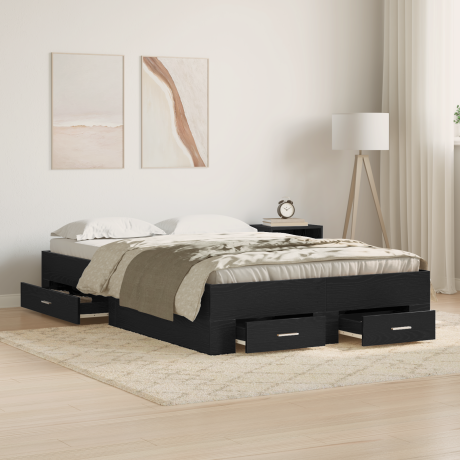 vidaXL Bedframe met lade Zwart Eiken 120 x 200 cm Bewerkt hout