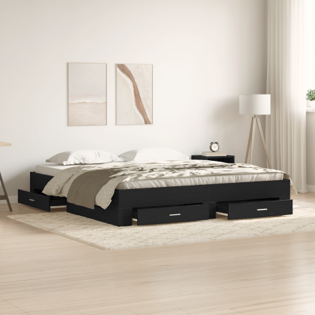 vidaXL Bedframe met lade Zwart Eiken 180 x 200 cm Bewerkt hout