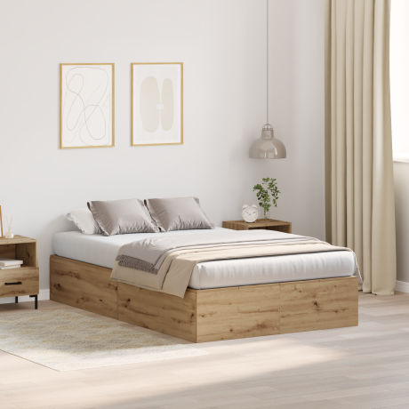 vidaXL Bedframe met opbergruimte artisanaal eiken 120x200 cm