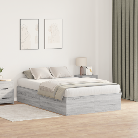 vidaXL Opbergbedframe Grijs Sonoma 120 x 200 cm Bewerkt hout