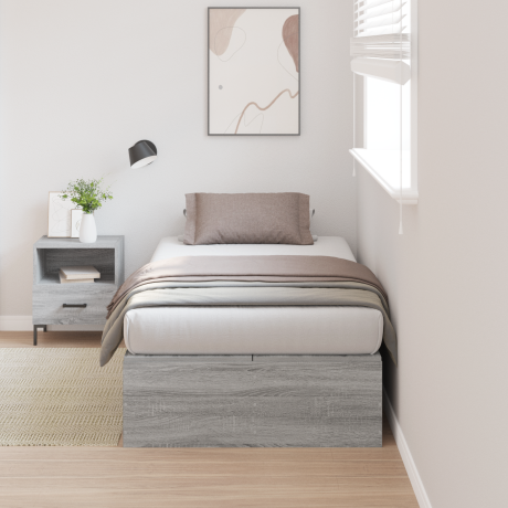 vidaXL Opbergbedframe met opslag Grijs Sonoma 90 x 200 cm Bewerkt hout