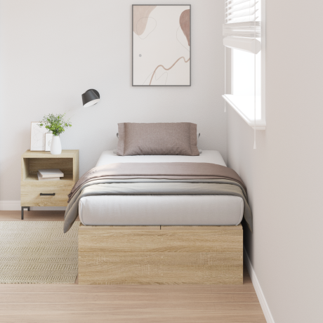 vidaXL Opbergbedframe met opslag Sonoma Eiken 90 x 200 cm Bewerkt hout