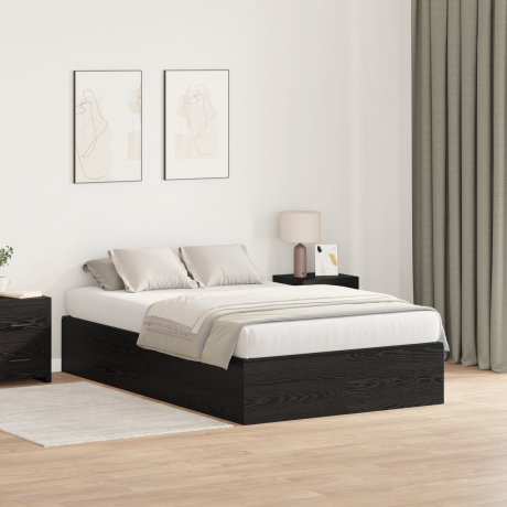 vidaXL Opbergbedframe met opslag Zwart Eiken 120 x 200 cm Bewerkt hout