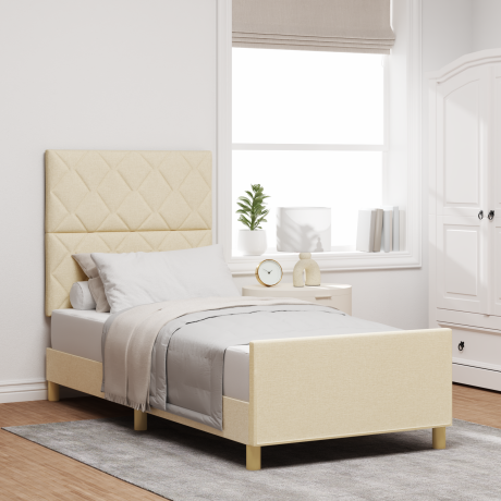 vidaXL Bedframe stof crèmekleurig 90x200 cm