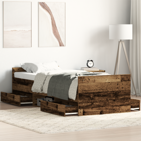 vidaXL Bedframe met hoofdeinde Oud Hout 193 x 78 x 50 cm Bewerkt hout