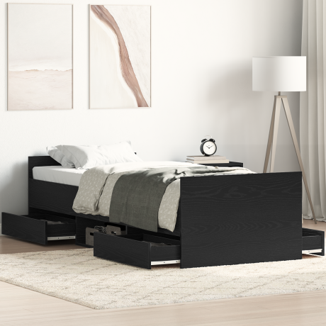 vidaXL Bedframe met lade Zwart Eiken 193 x 78 x 50 cm Bewerkt hout
