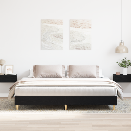 vidaXL Bedframe Zwart Eiken 203 x 163 x 25 cm Bewerkt hout