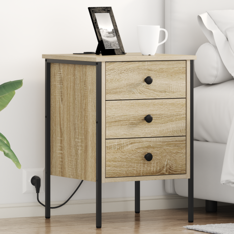 vidaXL Nachtkastje 2 pcs Sonoma Eiken 42 x 41 x 61 cm Bewerkt hout