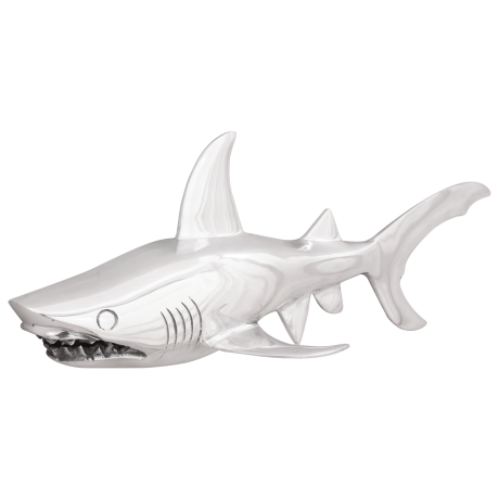 vidaXL Beeldje haai 68x20x24 cm aluminium zilverkleurig