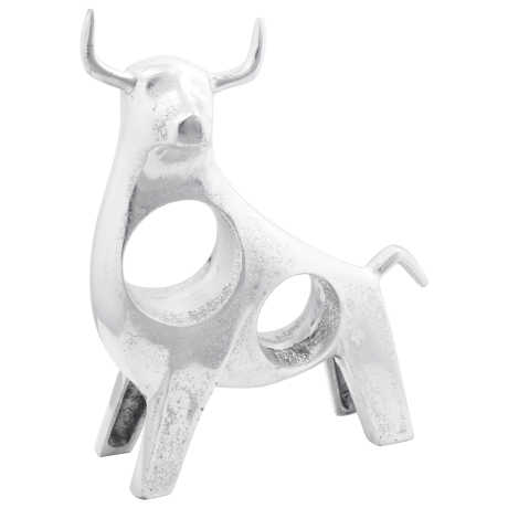vidaXL Beeldje stier 22x9,5x34 cm aluminium zilverkleurig