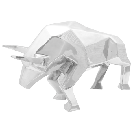 vidaXL Beeldje stier 74x23x39 cm aluminium zilverkleurig