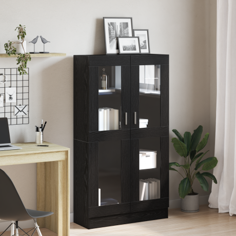 vidaXL Boekenkast Zwart Eiken 82,5 x 30,5 x 150 cm Bewerkt hout
