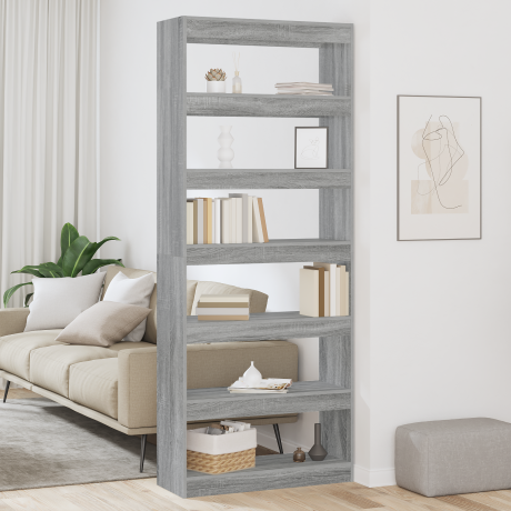 vidaXL Boekenkast met plank Anders Grijs sonoma 80 x 30 x 198 cm Bewerkt hout