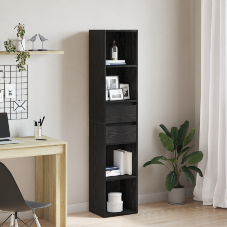 vidaXL Boekenkast Zwart Eiken 36 x 30 x 171 cm Bewerkt hout