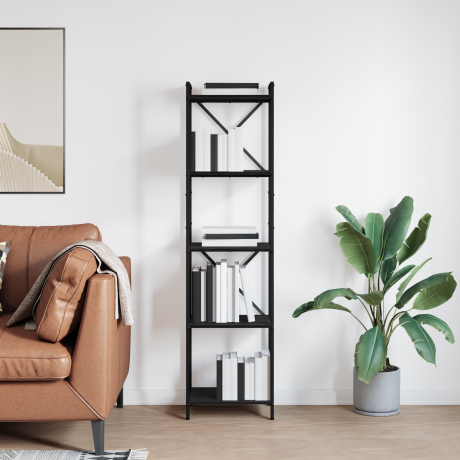 vidaXL Boekenkast Zwart Eiken 40 x 30 x 155 cm Bewerkt hout