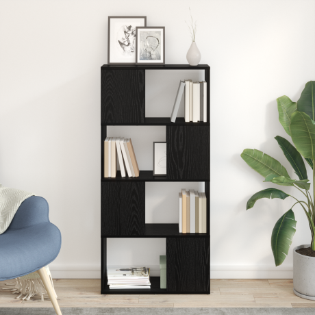 vidaXL Boekenkast Zwart eiken Bewerkt hout 60 x 24 x 124 cm
