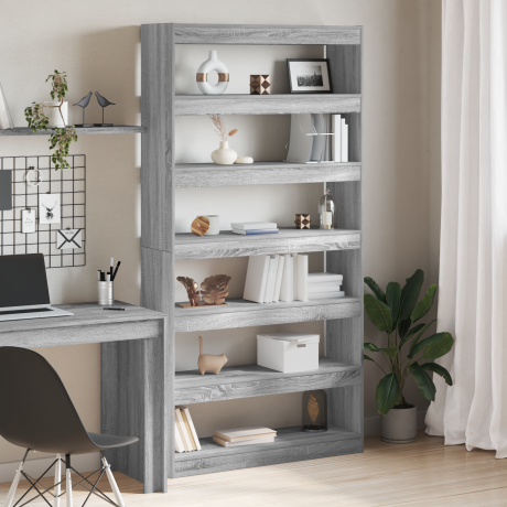 vidaXL Boekenkast/Kamerdivider Zwart Eiken 100x30x198 cm Gemaakt van engineered hout