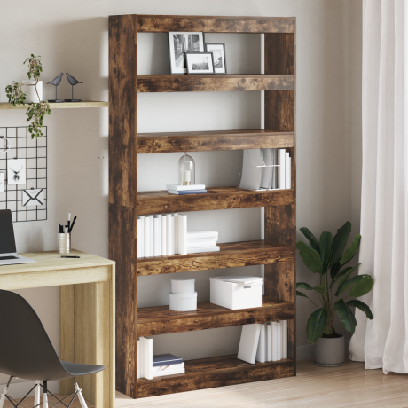 vidaXL Boekenkast Gerookt eiken 100 x 30 x 198 cm Bewerkt hout