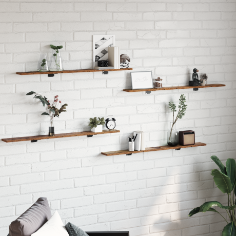 vidaXL Boekenplank Bord 4 pcs Bruin 100 x 10 x 1,5 cm Bewerkt hout
