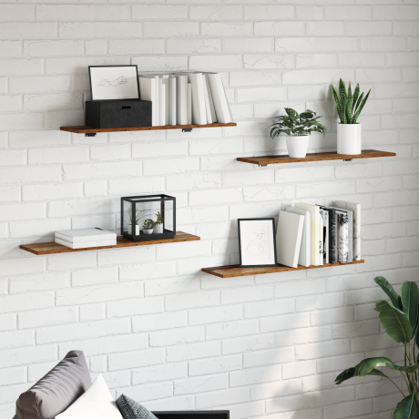 vidaXL Boekenplank Bord 4 pcs Bruin 80 x 20 x 1,5 cm Bewerkt hout