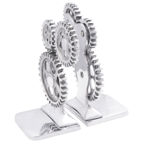 vidaXL Boekensteunen 2 st tandwiel 10x10x22 cm aluminium zilverkleur