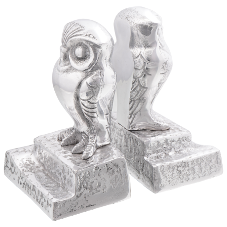 vidaXL Boekensteunen 2 st uil 12x9x19 cm aluminium zilverkleurig