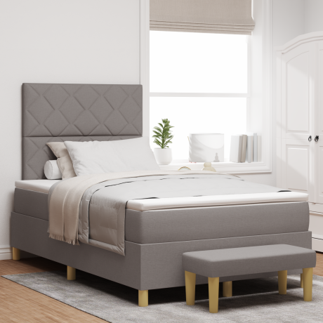 vidaXL Box Spring Bed met Matras & Bank Taupe 120x190 cm Stof