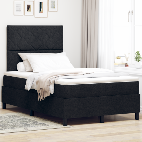 vidaXL Box Spring Bed met Matras & LED Zwart 120x200 cm Stof