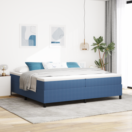 vidaXL Platform bedframe Blauw 200 x 200 cm Katoen Stof
