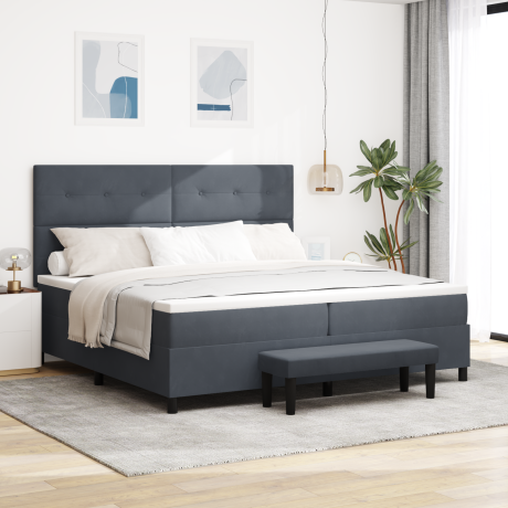 vidaXL Boxspring bed met matras Donkergrijs 200 x 200 cm Fluweel