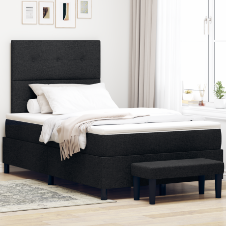 vidaXL Boxspring Bed met Matras & Bank Zwart 120x190 cm Stof
