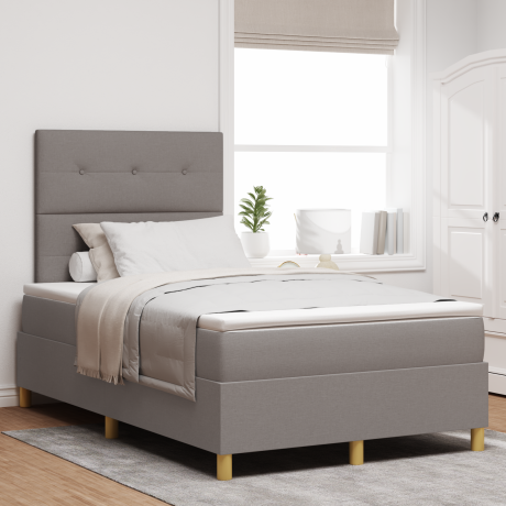 vidaXL Boxspring Bed met Matras Taupe Klein Tweepersoons Stof