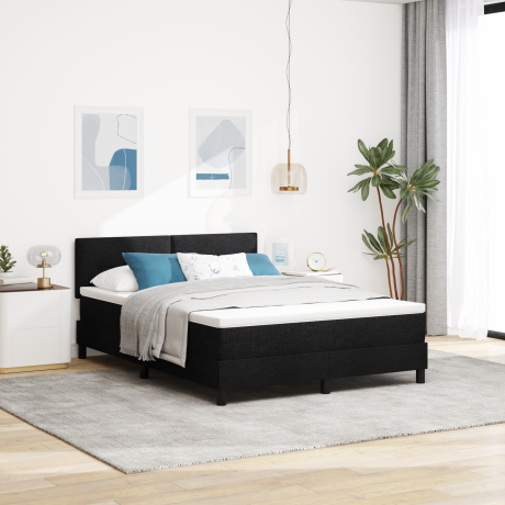 vidaXL Boxspring Bed met Matras Zwart 140x190 cm Stof