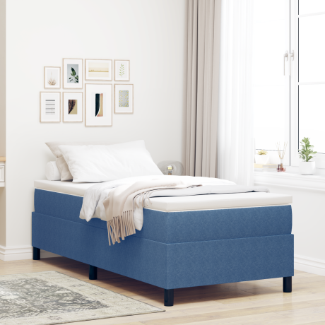vidaXL Platform bedframe Blauw 90 x 200 cm Katoen Stof