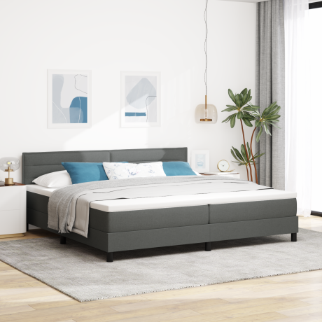 vidaXL Boxspring bed met matras met LED Donkergrijs 200 x 200 cm Stof