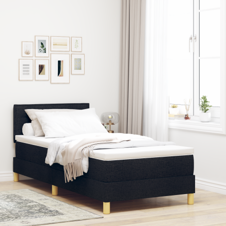 vidaXL LED Box Spring Bed met hoofdeinde Zwart 90 x 200 cm Stof