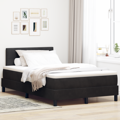 vidaXL Boxspringbed met matras fluweel zwart Small Double