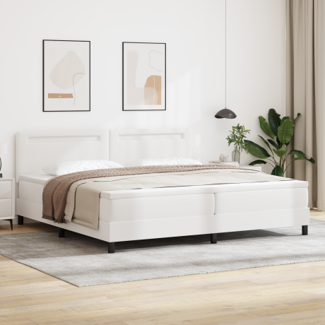 vidaXL Boxspringbed met matras met LED Wit 200 x 200 cm Kunstleer