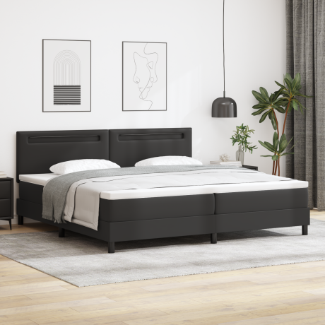 vidaXL Boxspringbed met matras met LED Zwart 200 x 200 cm Kunstleer